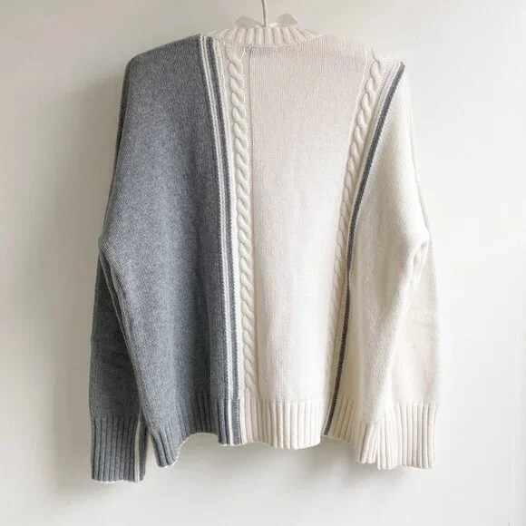 Zaket & Plover Wool Blend Cable Trim Sweater - Picture 4 of 11